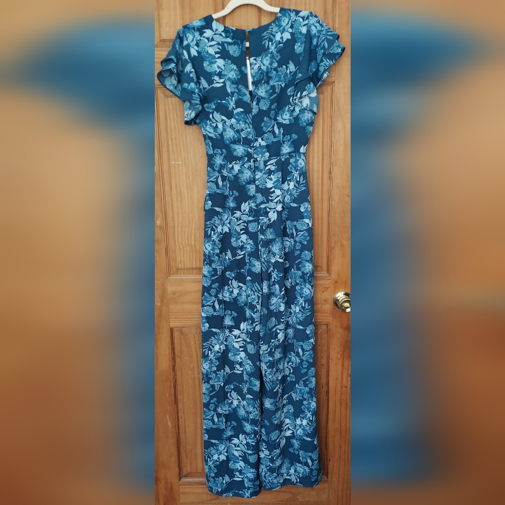 Sugarlips Floral Blue Pantsuit Women's Jumpsuit NWT Office Preppy Retro 90s Y2K - Picture 9 of 11